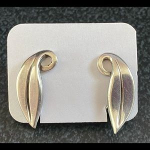 Vintage Georg Jensen Jopol Sterling Leaf Earrings